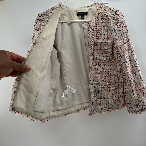 Ann taylor tweed blazer jacket separate size MP popcorn - Picture 3 of 12